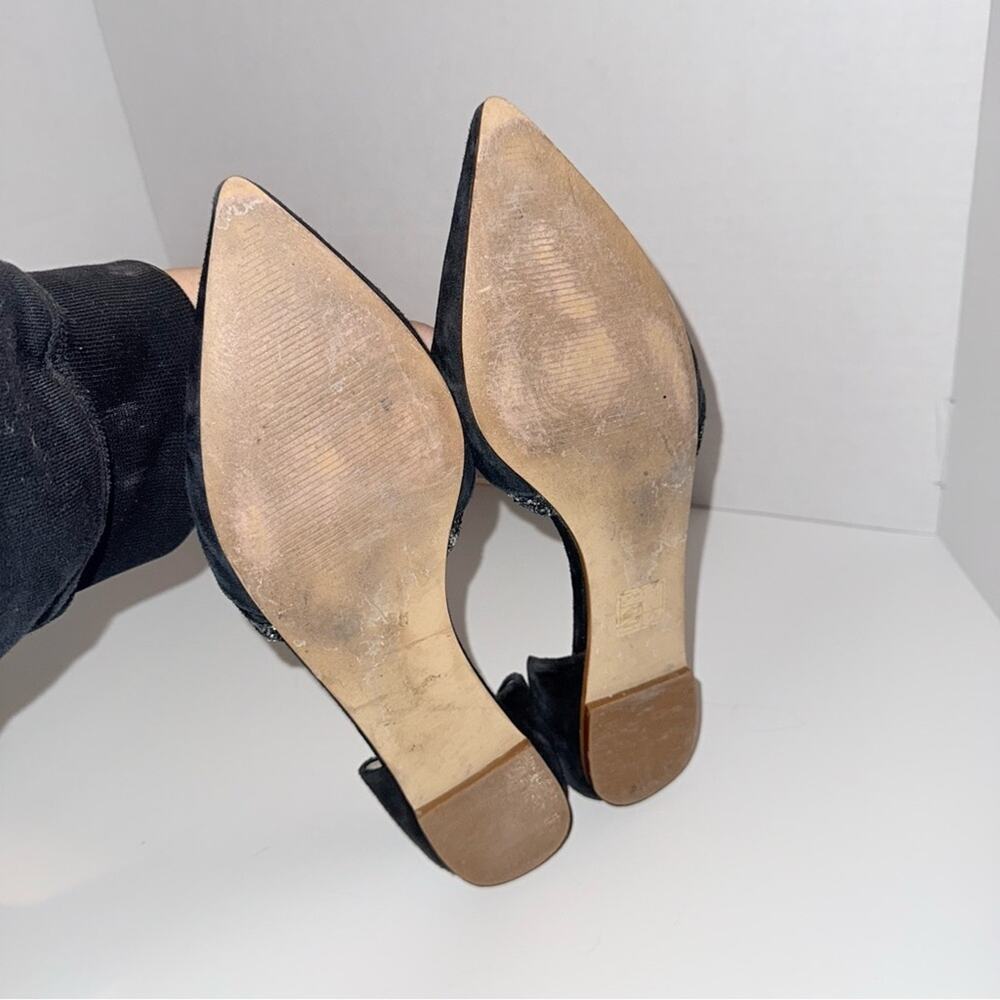 J.CREW suede pointed toe glitter bow whimsigoth party flats 9B - Picture 5 of 7
